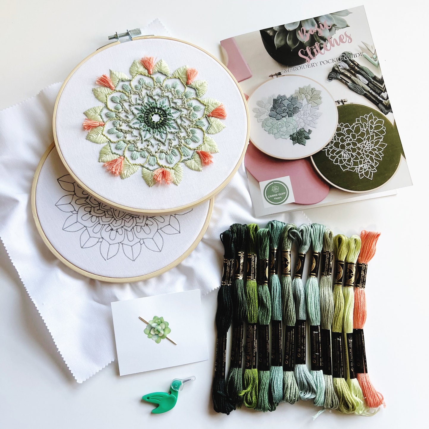 Blooming Cactus Mandala Embroidery Kit | Mandala Embroidery Kit | Embroidery Sampler