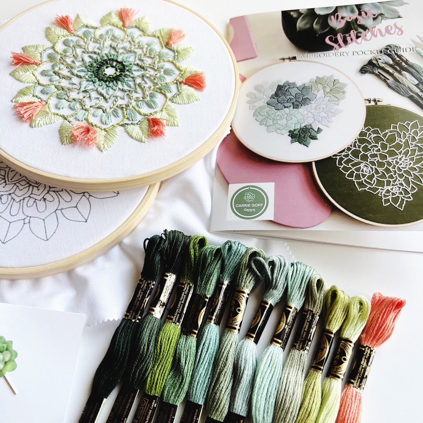 Blooming Cactus Mandala Embroidery Kit | Mandala Embroidery Kit | Embroidery Sampler