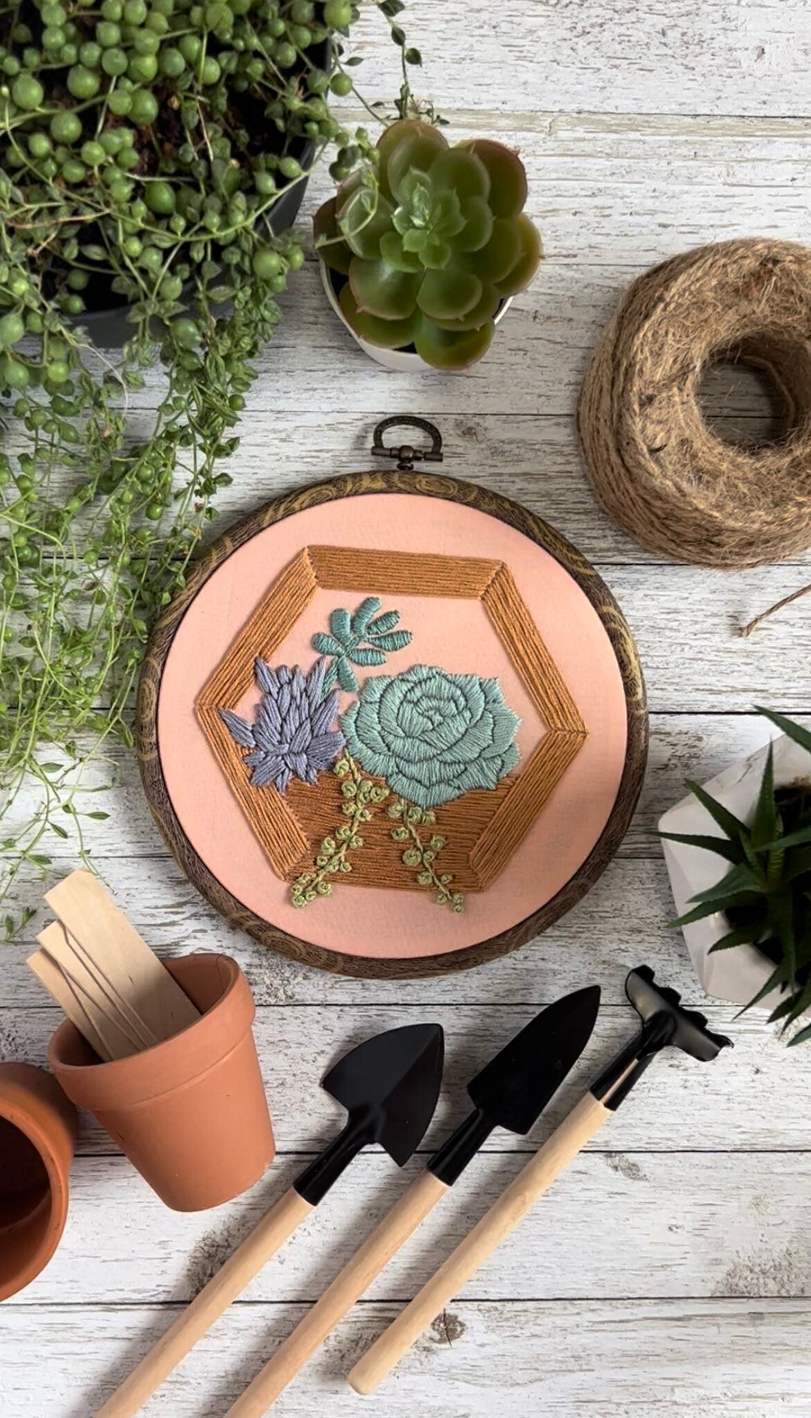 Succulent Wall Terrarium | Embroidery Kit