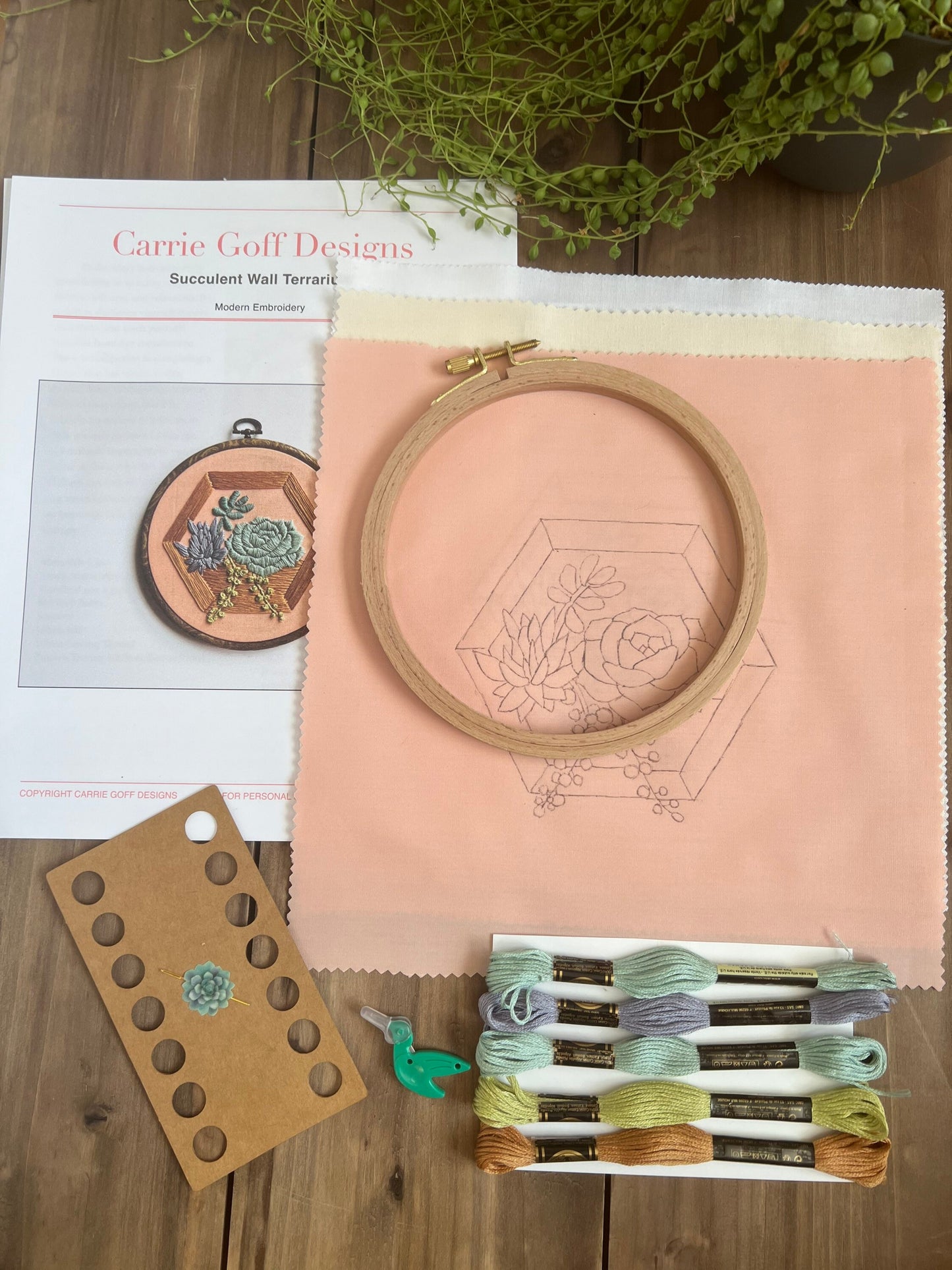 Succulent Wall Terrarium | Embroidery Kit