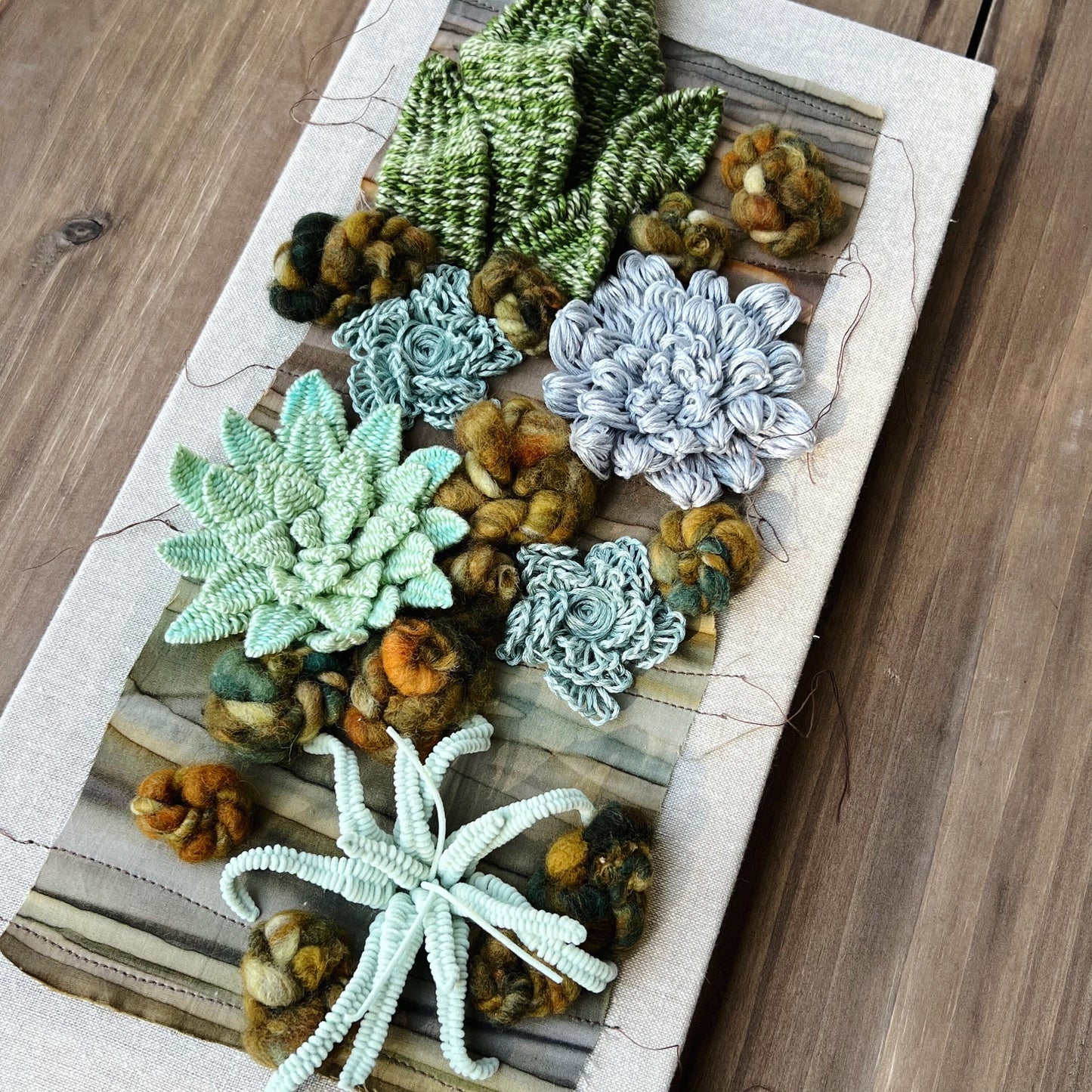 3D Succulent Embroidery |Succulent Embroidery | Botanical Embroidery | Woven Wall Art