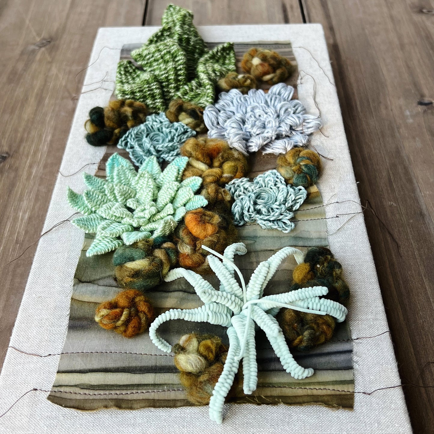 3D Succulent Embroidery |Succulent Embroidery | Botanical Embroidery | Woven Wall Art