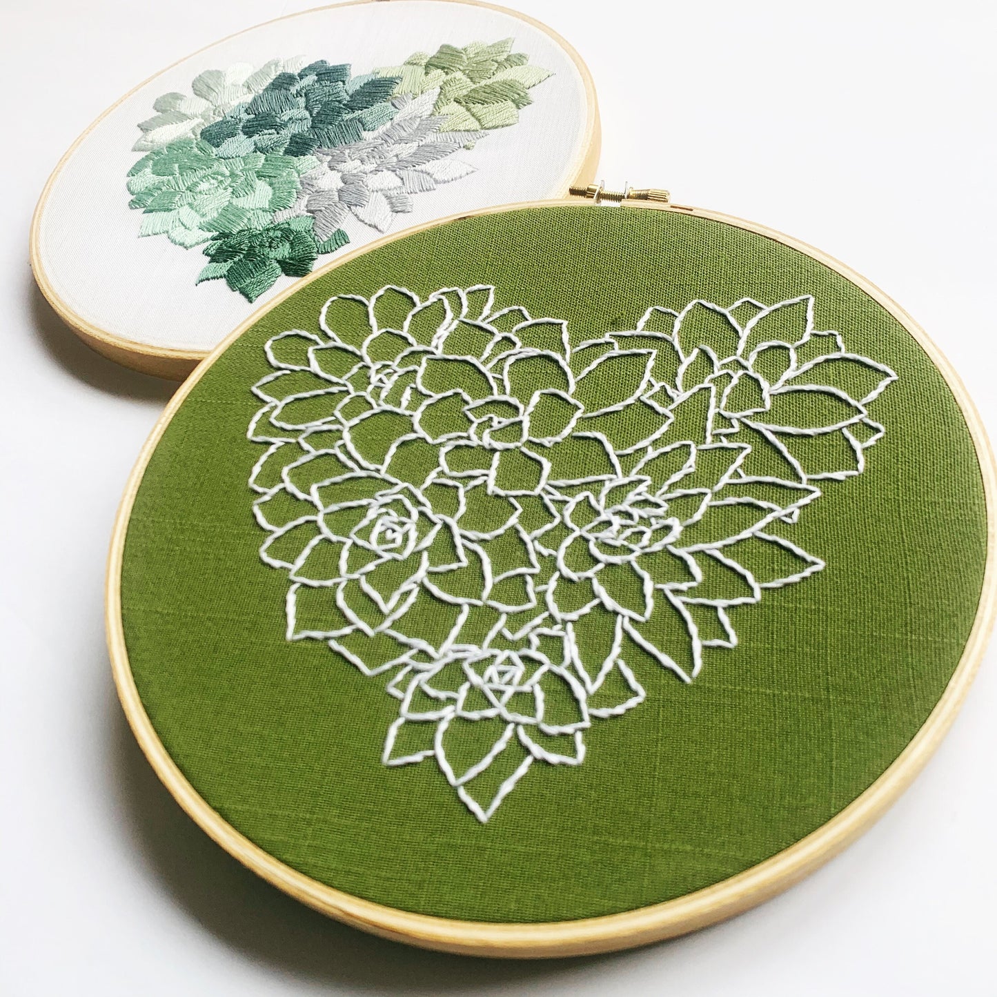 Succulent Heart Embroidery Design. 2 Versions Included. Instant Download PDF