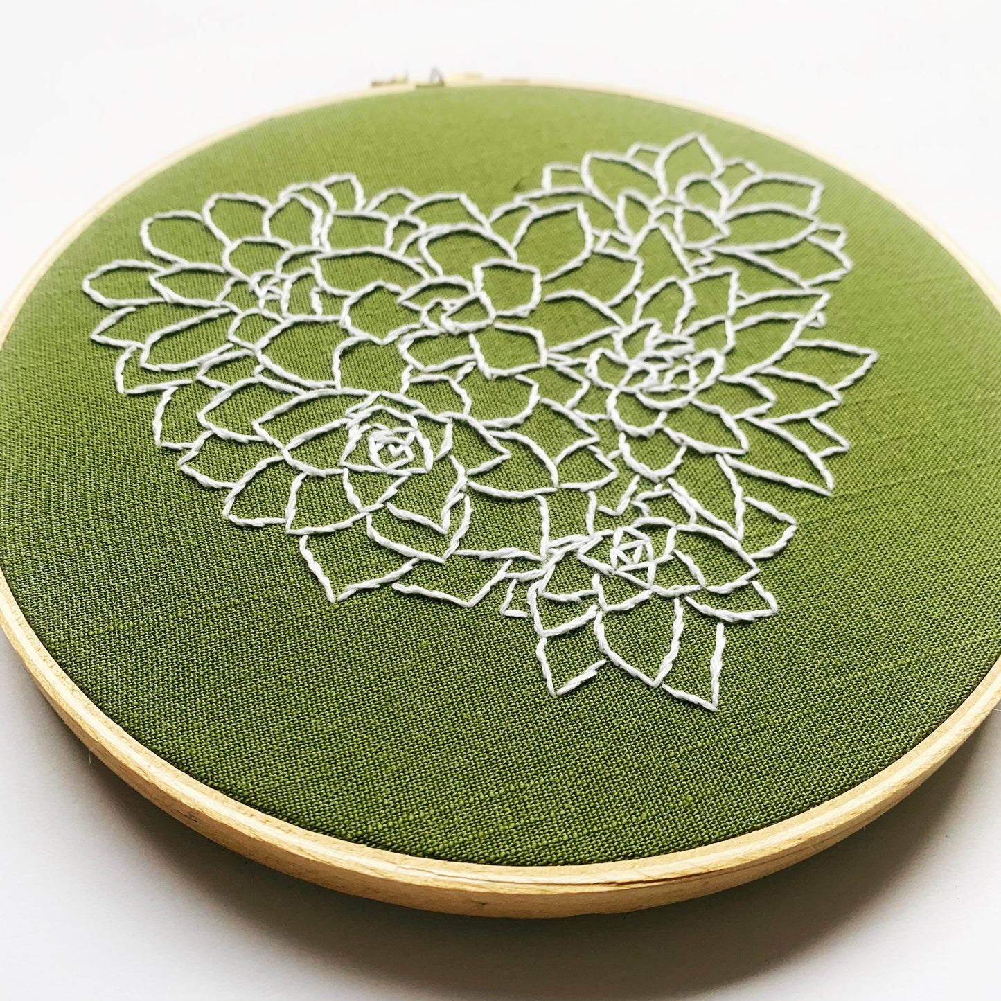 Succulent Heart Embroidery Kit. 2 Versions Included