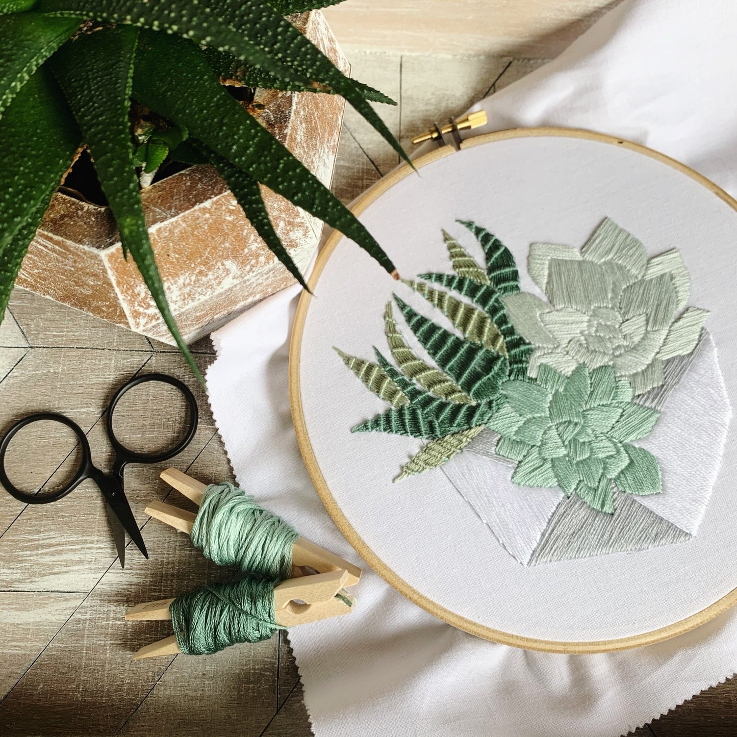 Succulent Terrarium | Modern Embroidery | Digital Download | PDF