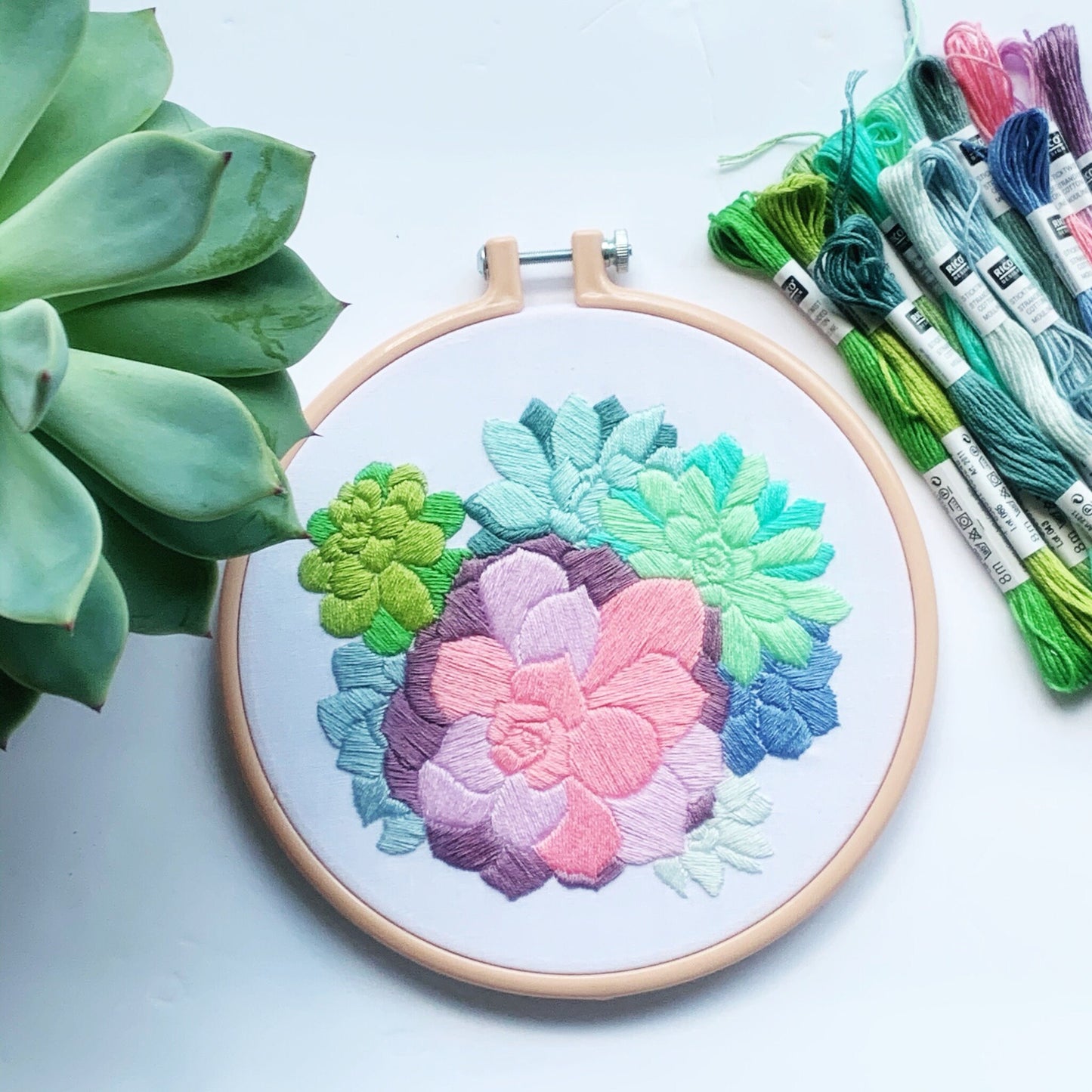 Digital Pattern Succulent Mix Embroidery