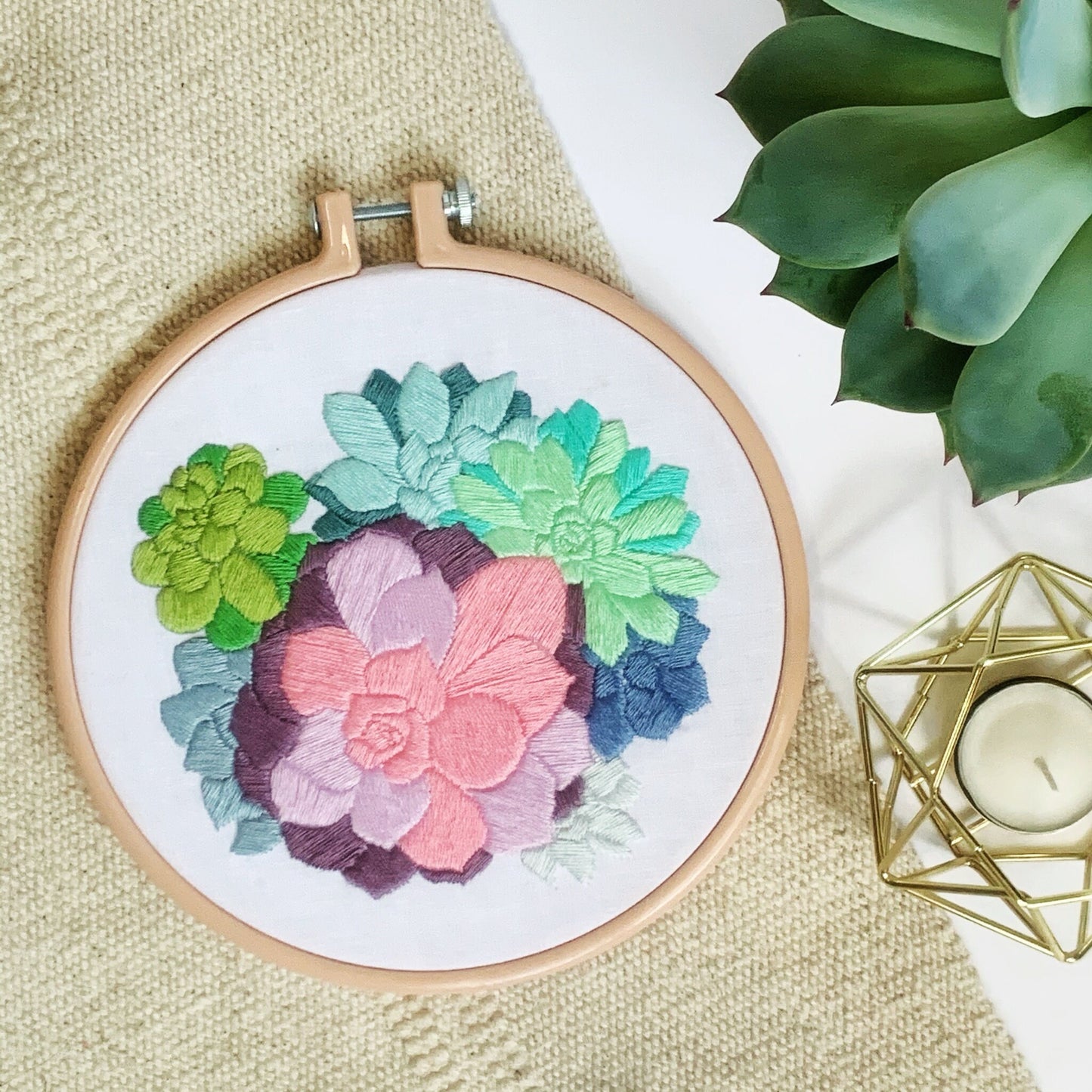 Digital Pattern Succulent Mix Embroidery