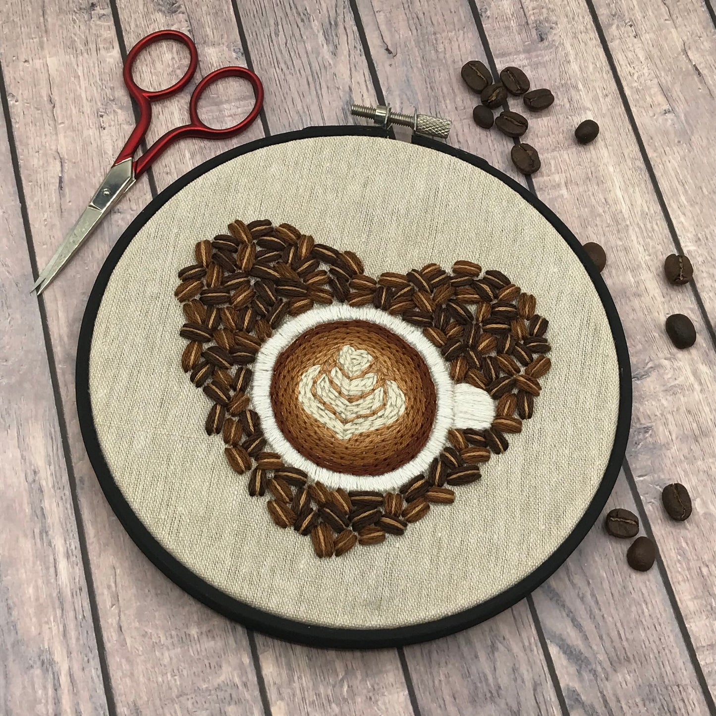 Love You A Latte Embroidery Kit | Coffee Embroidery | Latte Art | Coffee Lover | Hand Embroidery