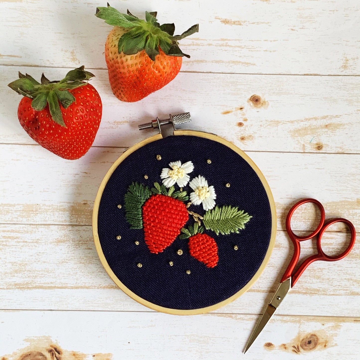 Mini Strawberry Embroidery Kit | 3D | DIY Embroidery