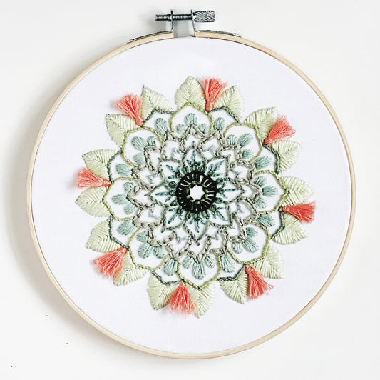 Blooming Cactus Mandala Embroidery Kit | Mandala Embroidery Kit | Embroidery Sampler