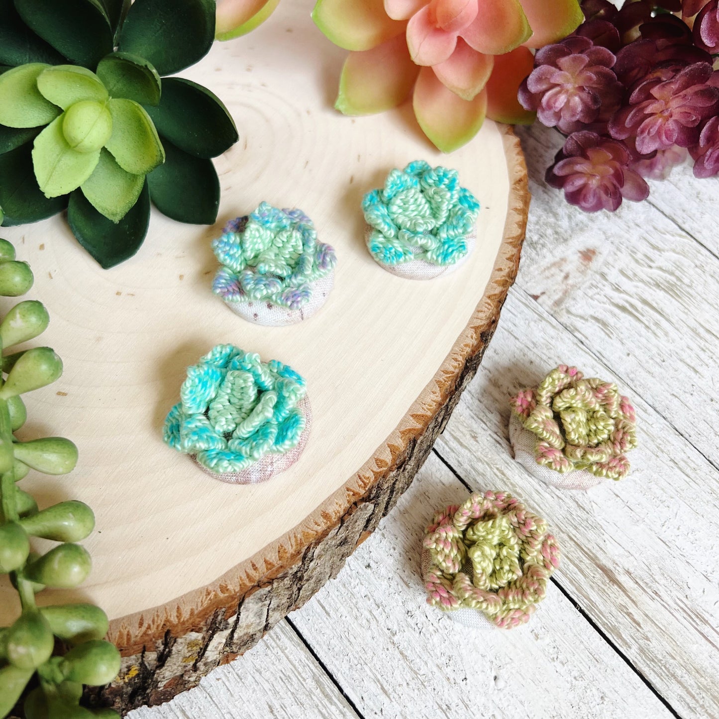 Needle Minder Succulent 3D Embroidery