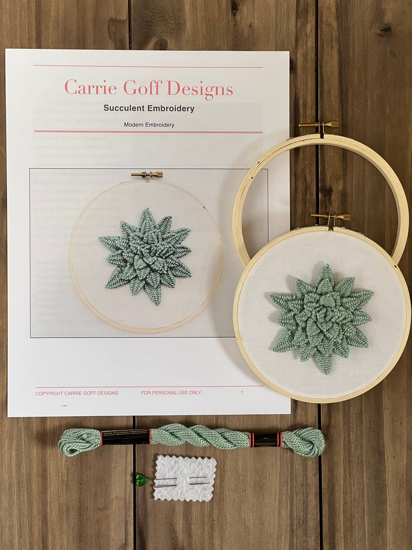 3D Succulent Embroidery Kit | 3D embroidery