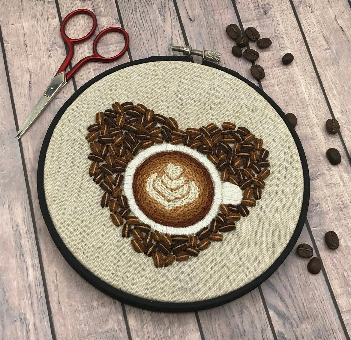 Love You A Latte Embroidery Pattern | Coffee Embroidery | Digital Download