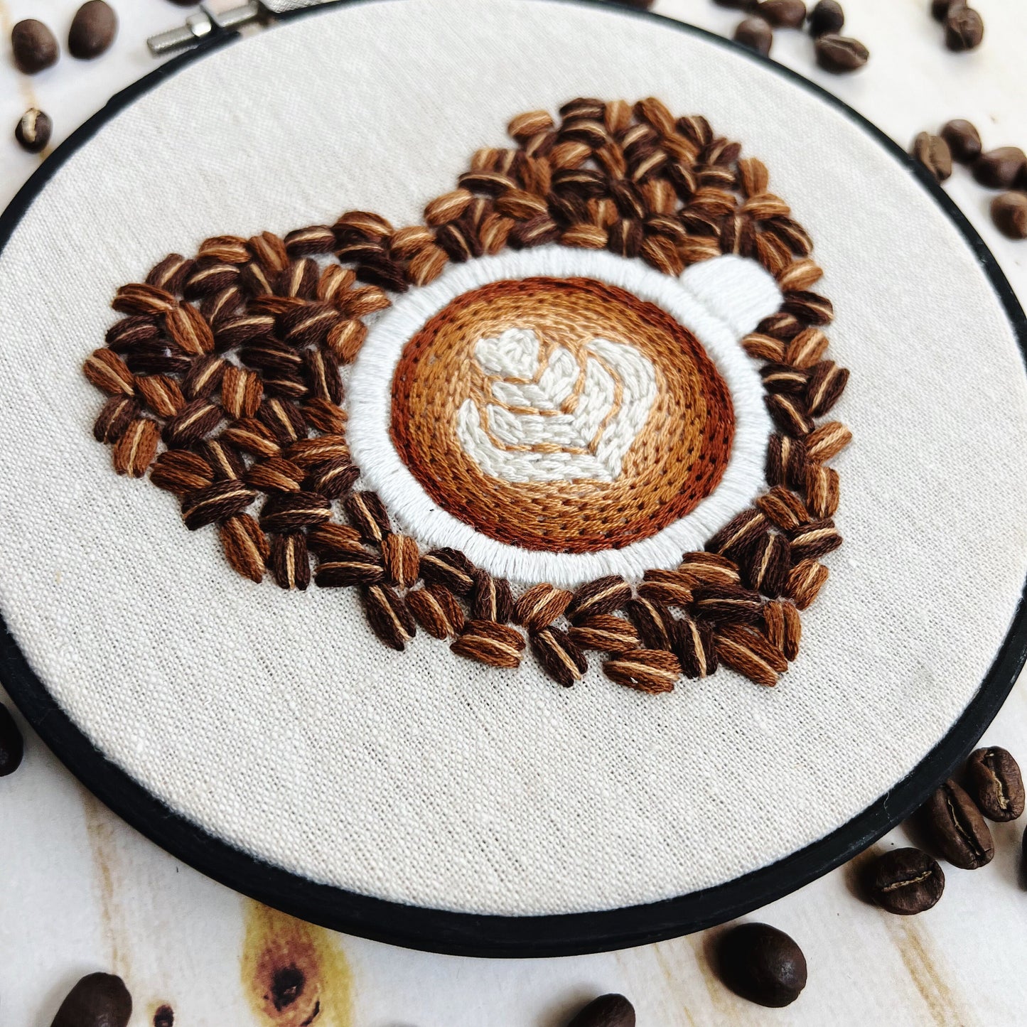 Love You A Latte Embroidery Kit | Coffee Embroidery | Latte Art | Coffee Lover | Hand Embroidery