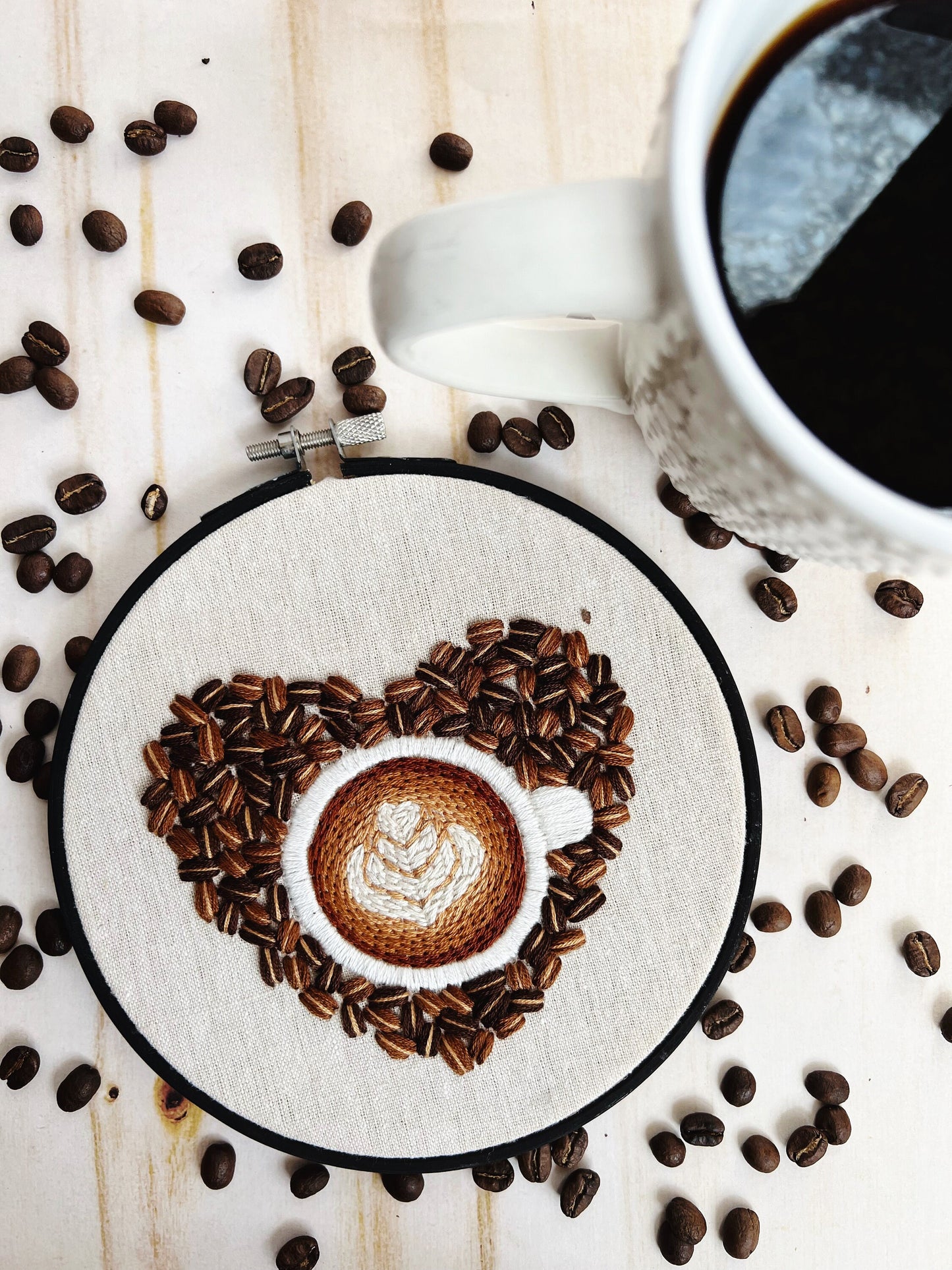 Love You A Latte Embroidery Kit | Coffee Embroidery | Latte Art | Coffee Lover | Hand Embroidery