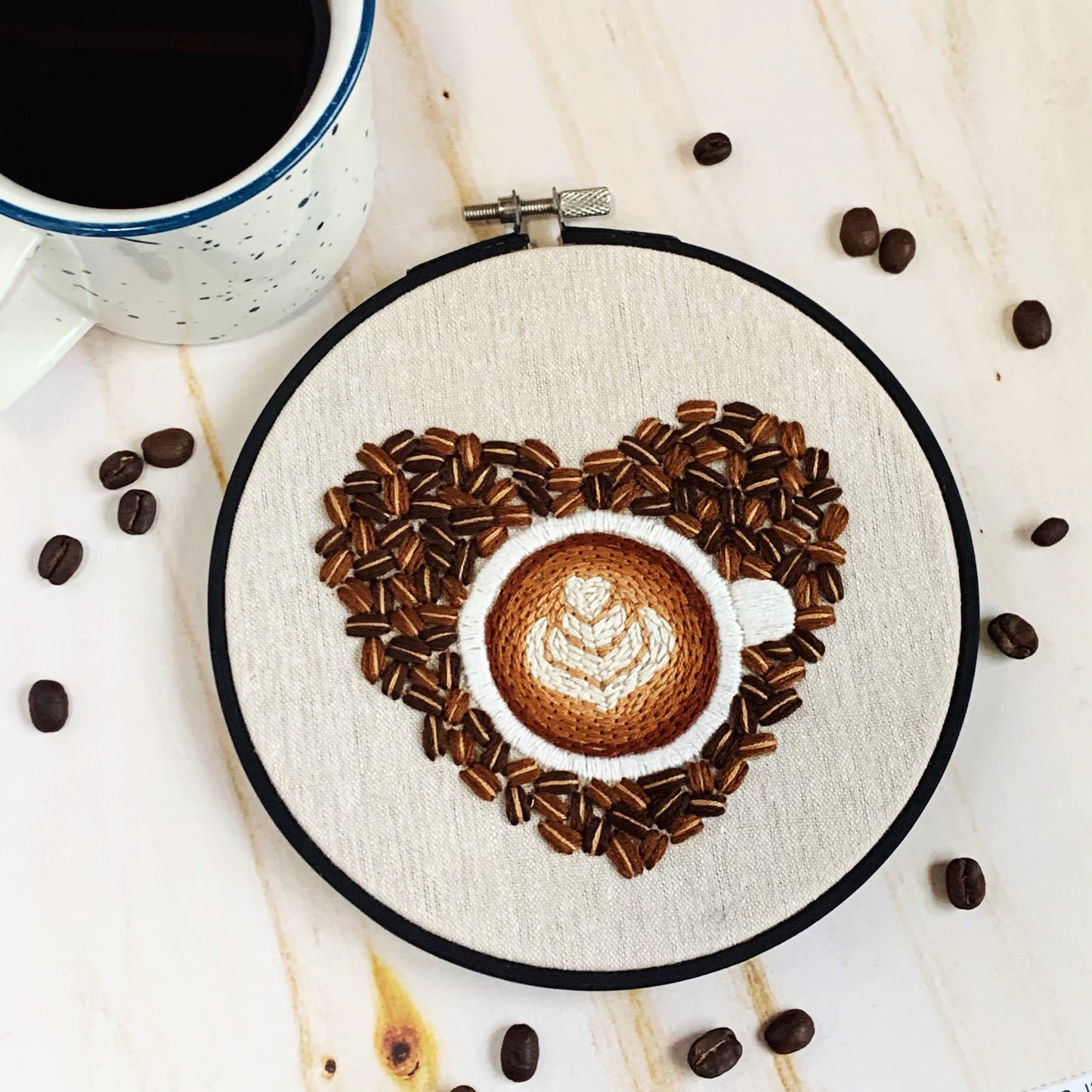 Love You A Latte Embroidery Pattern | Coffee Embroidery | Digital Download