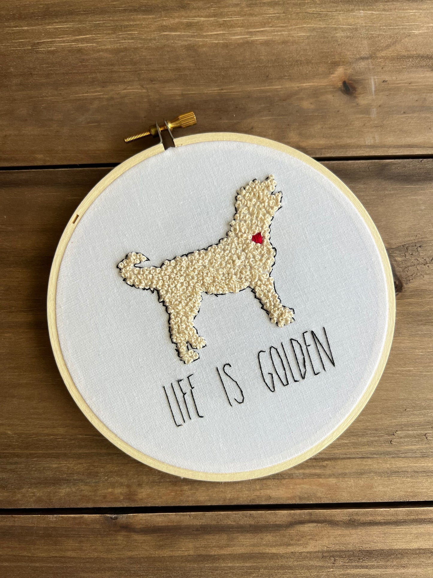 Golden Doodle Embroidery Kit | Life Is Golden Embroidery | Golden Doodle Poodle Labrador | Dog Lover | Hand Embroidery