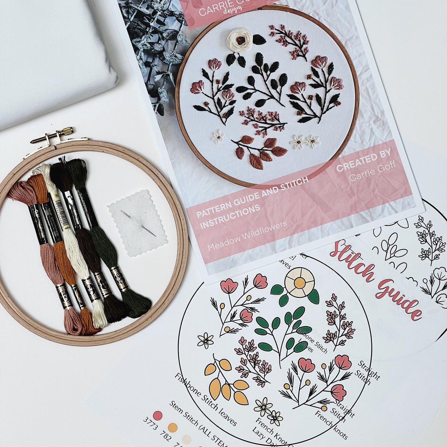 Meadow Wildflowers Embroidery Kit | Botanical Embroidery | Bouquet | Floral | Flower Embroidery | Vintage Flower Embroidery