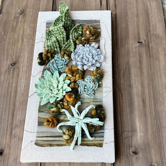 3D Succulent Embroidery |Succulent Embroidery | Botanical Embroidery | Woven Wall Art